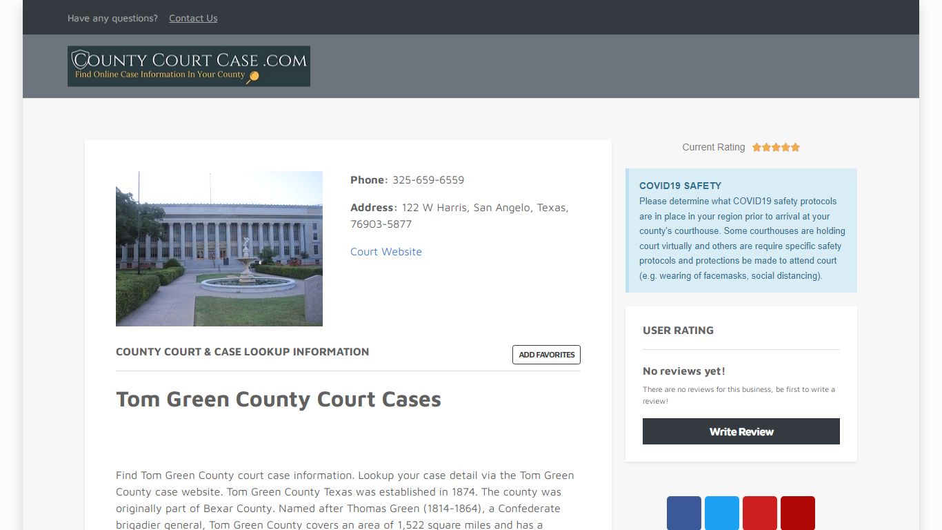 Tom Green County | County Court Case Search & Lookup | CountyCourtCase ...